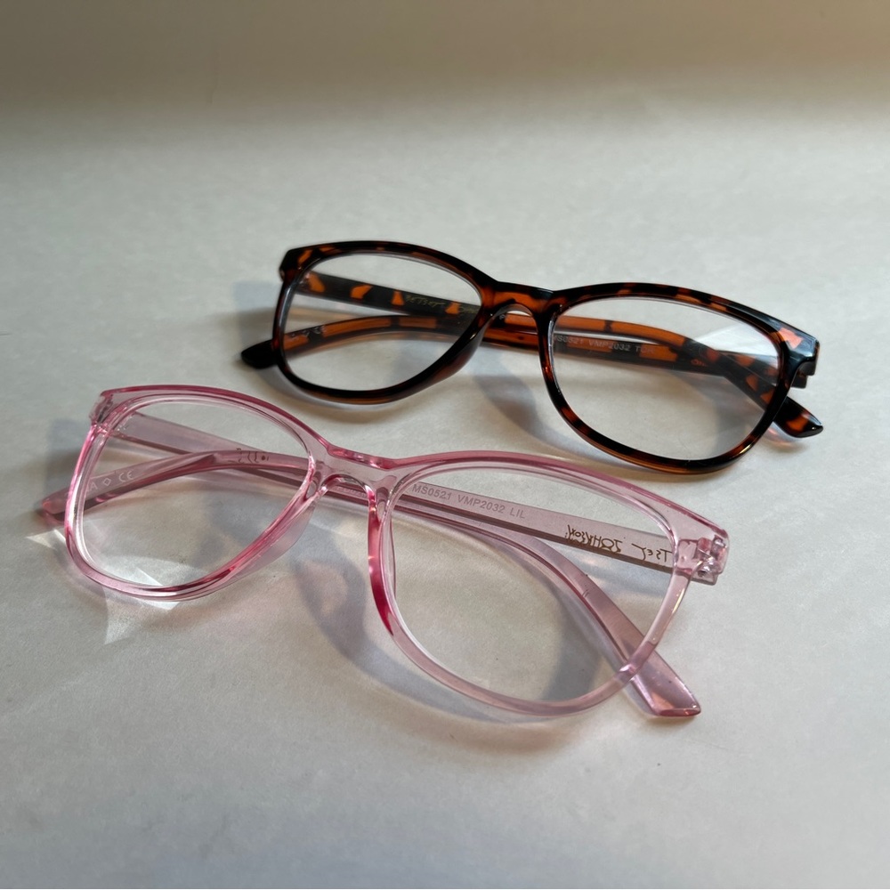 BETSEY JOHNSON 2 PACK READING GLASSES READERS +2.00 TORTOISE SHELL PINK SPARKLES